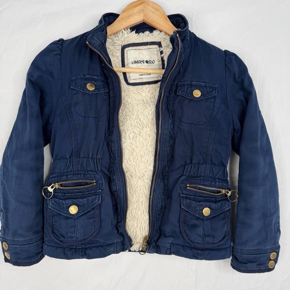 Limited Too Girl's Fleece Lined Coat Size 8 Navy